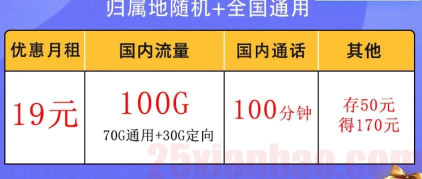 19月租100G小钢炮+0月租沃派+5G破限速加油包（群主测试）