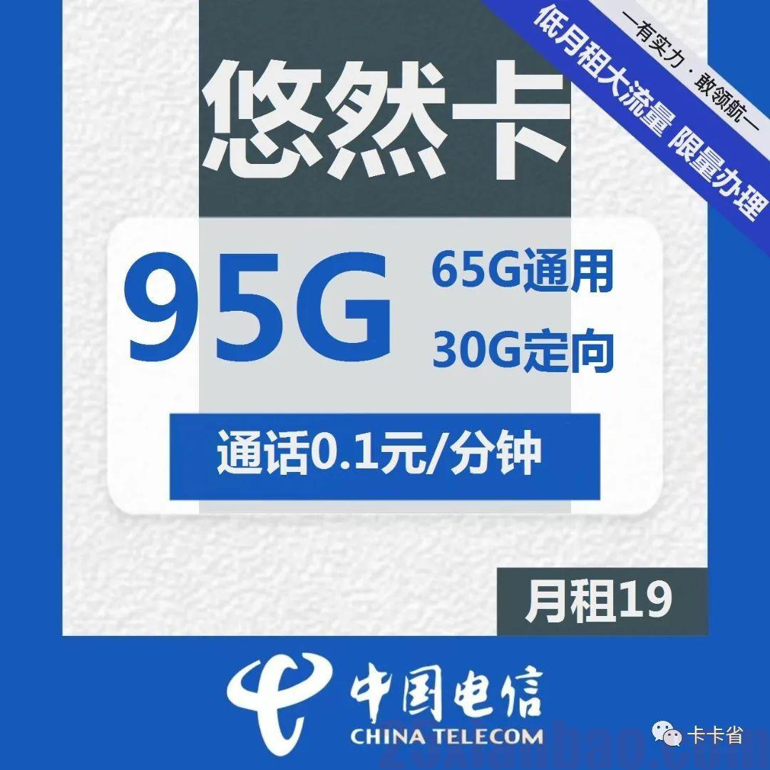 【极致性价比】19包65G通用+30G定向+100分钟，短期过渡神卡！