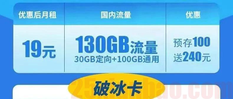 【流量全结转】逆天破冰卡19元包100G通用+30G定向