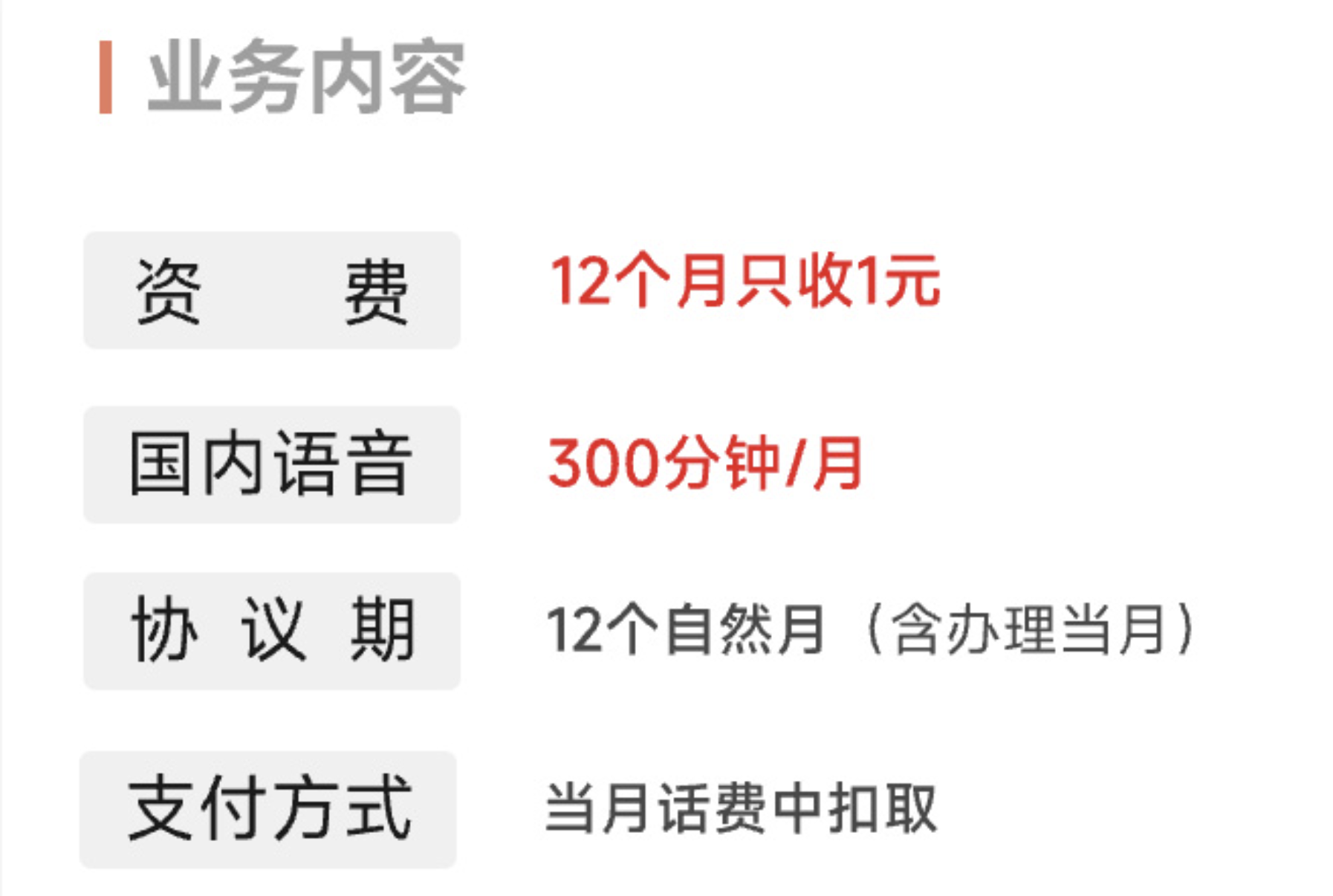 重庆电信1元300分钟+5G流量