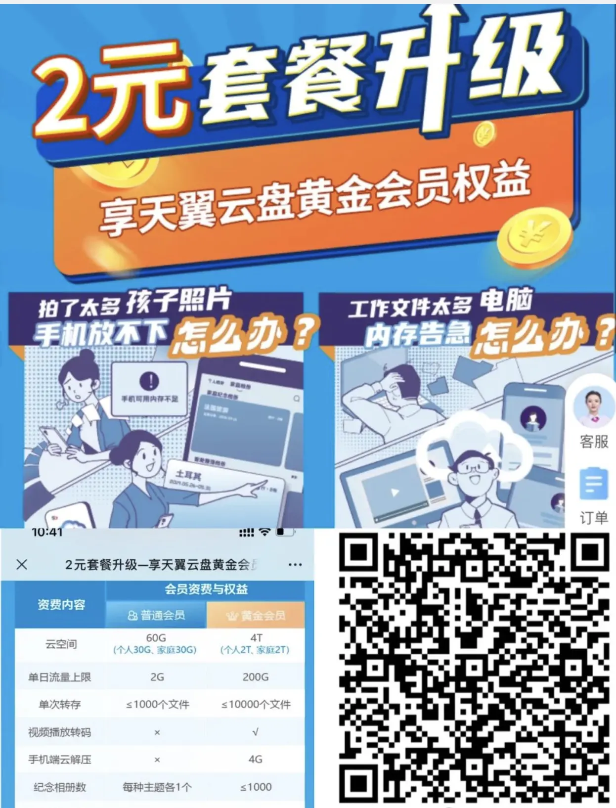浙江电信2元天翼云盘黄金会员