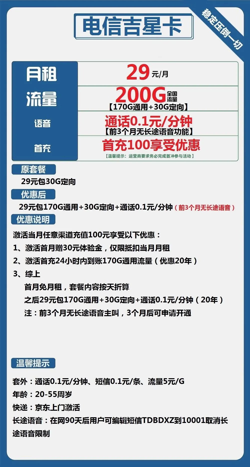 【200G全结转】吉林星长期29月租200G流量，叠加9n可实现23.9月租，39版本还有异地宽带彩蛋！
