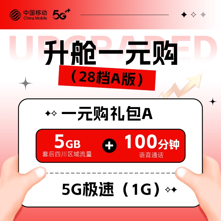 四川移动升舱1元极速包，1000M速率