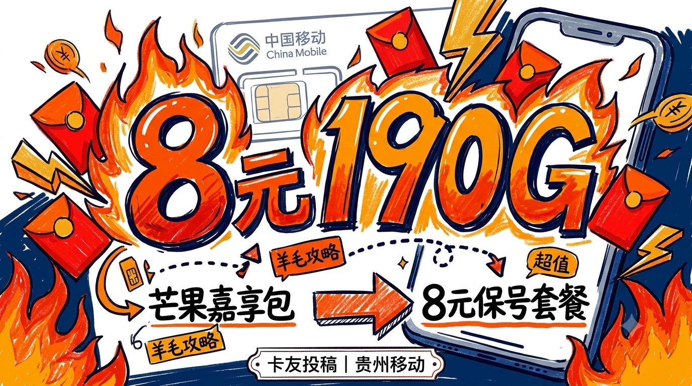 贵州移动8元卡卡190G流量方法