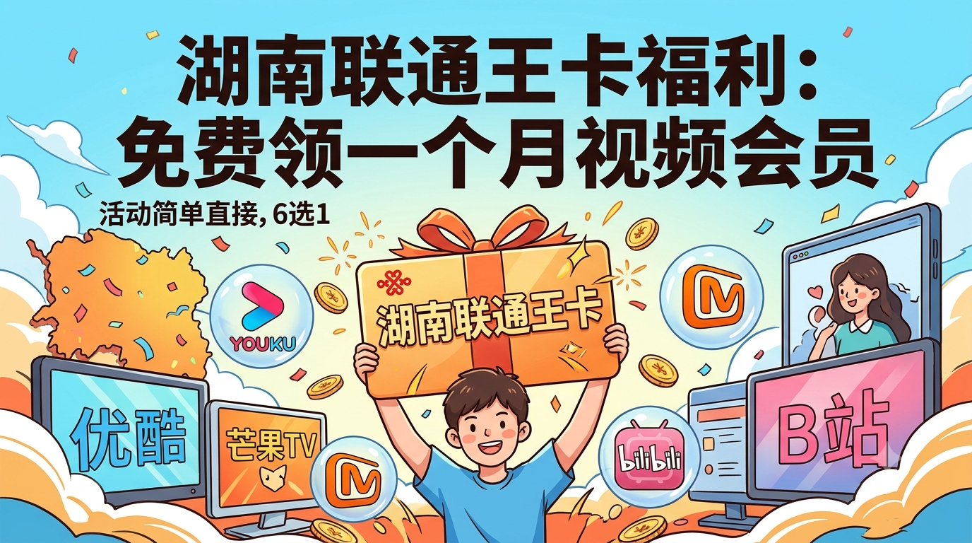 湖南联通王卡福利：免费领一个月视频会员