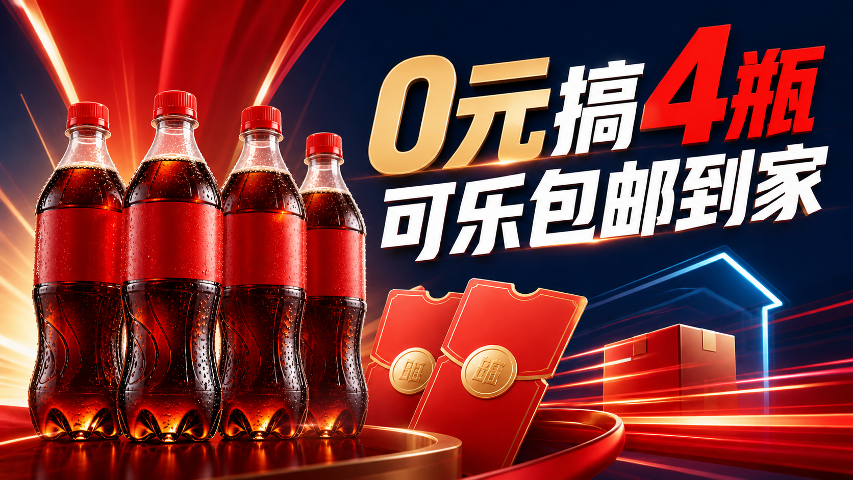 0元搞4瓶可乐包邮到家，邮储双券抓紧领