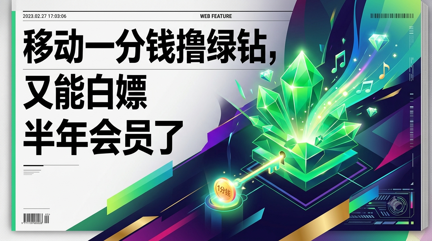 移动一分钱撸绿钻，又能白嫖半年会员了