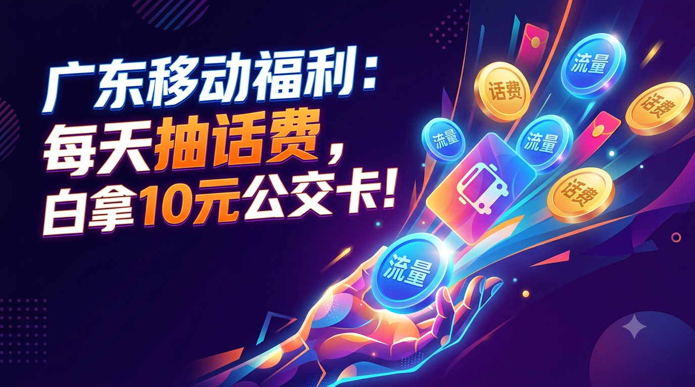 广东移动又放水，每天抽话费，还有10元公交卡白拿