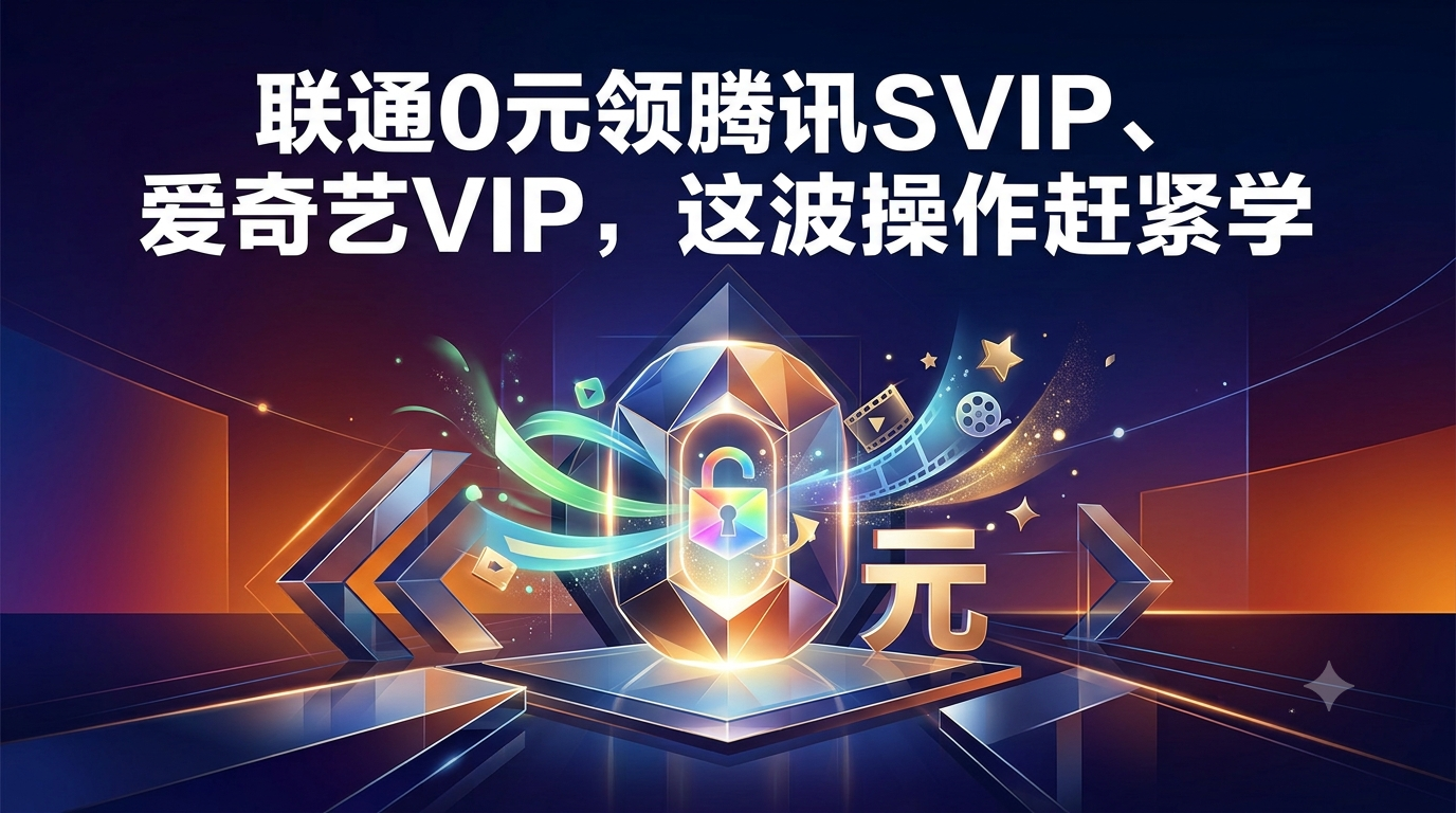 联通0元领腾讯SVIP、爱奇艺VIP，这波操作赶紧学