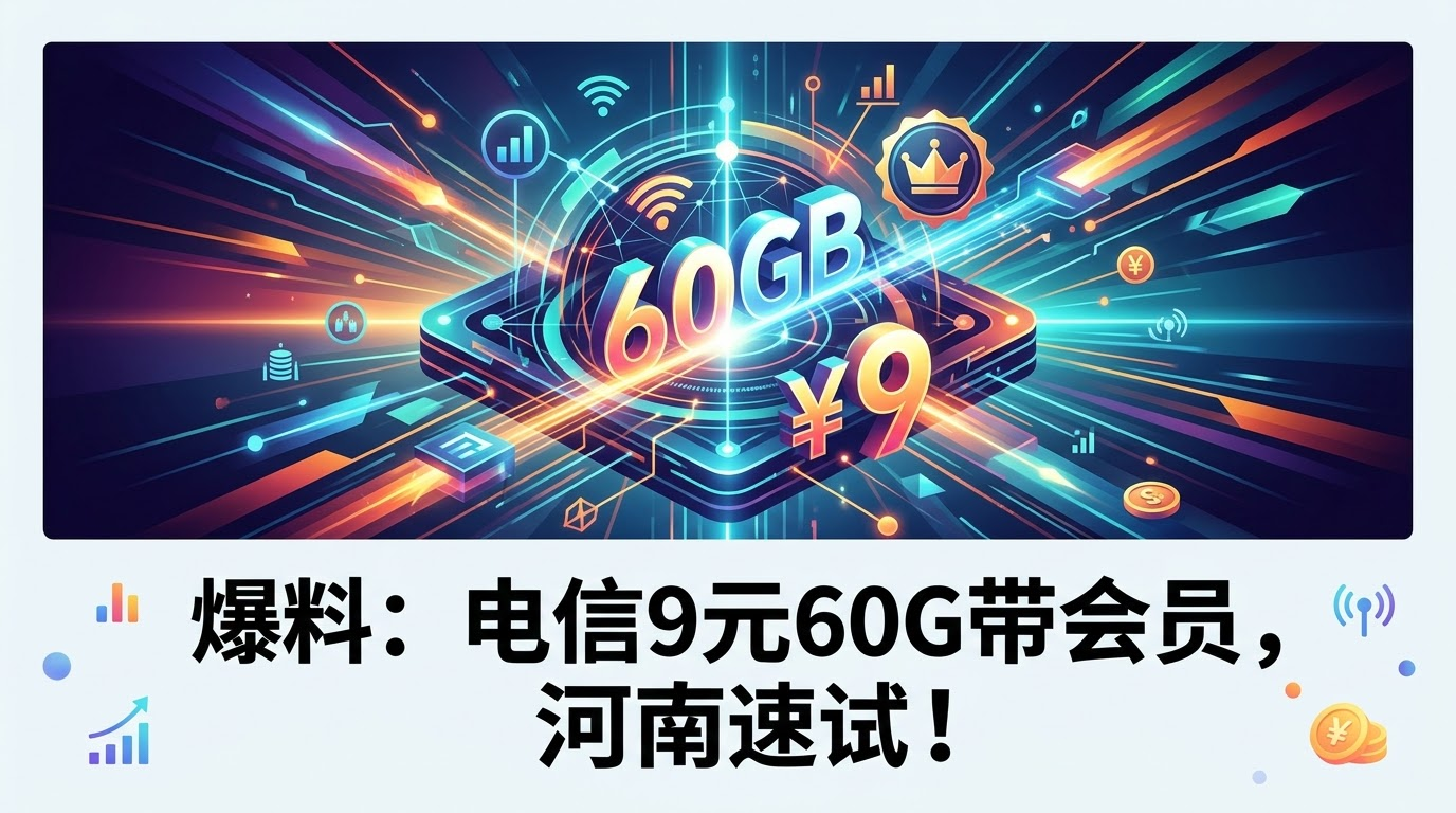 电信9元60G带会员，河南电信先试