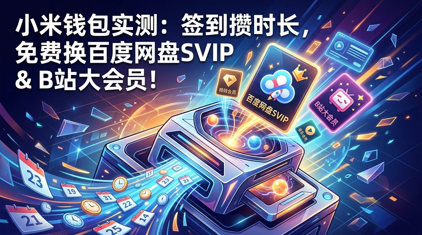 小米钱包签到攒时长，直接兑百度网盘Svip